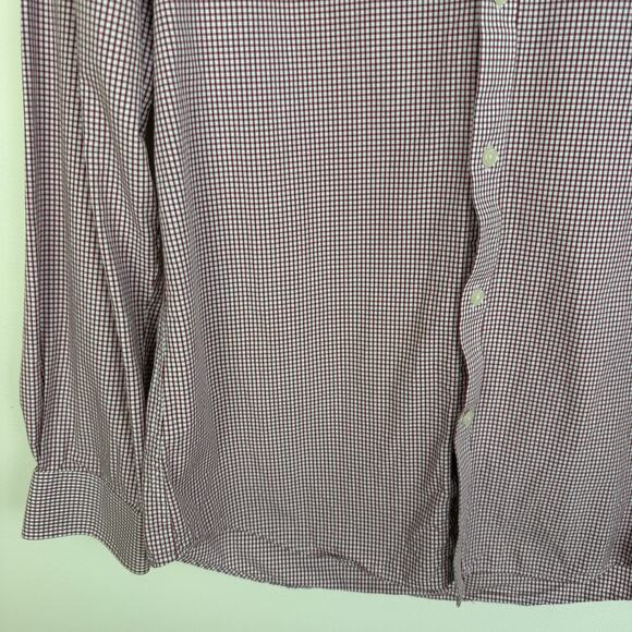 Tommy Hilfiger Mens Slim Fit Stretch Button-Up Checkered Red/White Shirt Medium - Picture 4 of 11